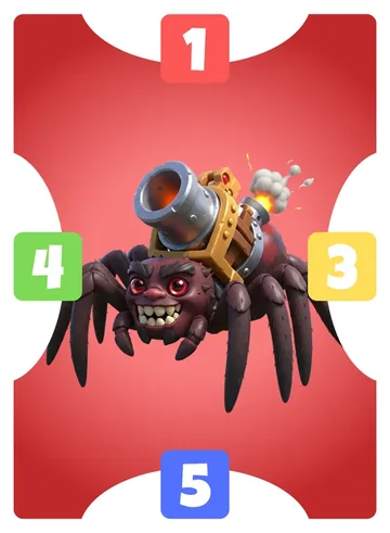 Arachnassile: north 1, east 3, south 5, west 4, red frame