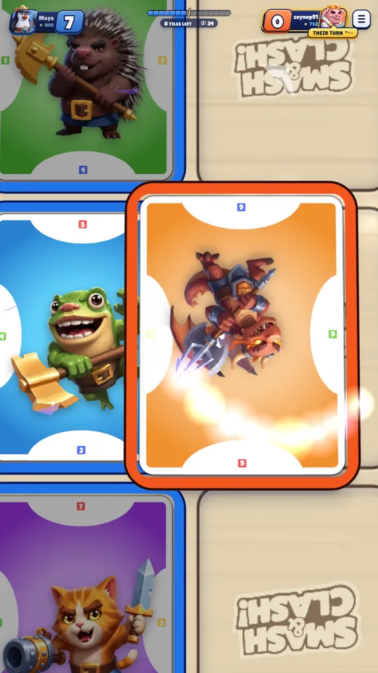 A capture on a phone: 3 is at least 3, so the card flips.