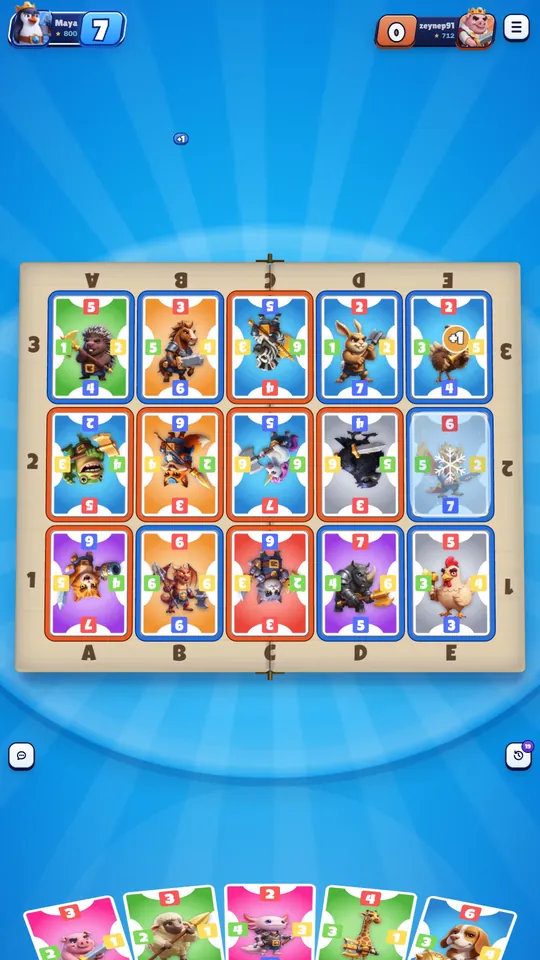 A full board on a phone.
